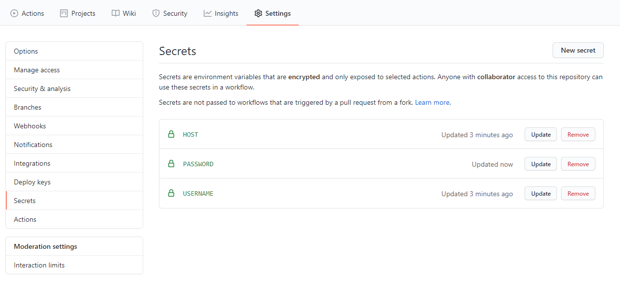 Github Setting Secret